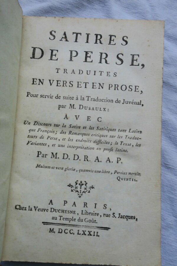 DUSAULX Satires de Perse 1772 – Image 3