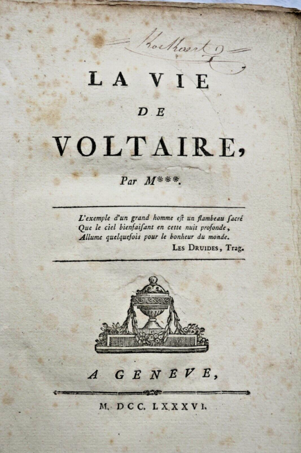 DUVERNET  La Vie de Voltaire. Genève, 1786 – Image 4