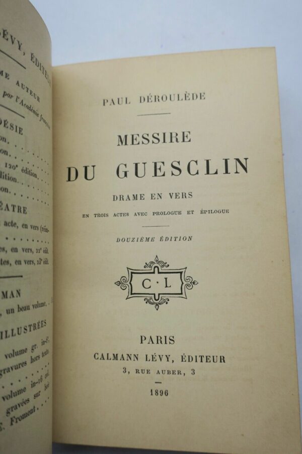 Déroulède Paul Messire du Guesclin- Drame en vers en 3 actes 1896 – Image 8