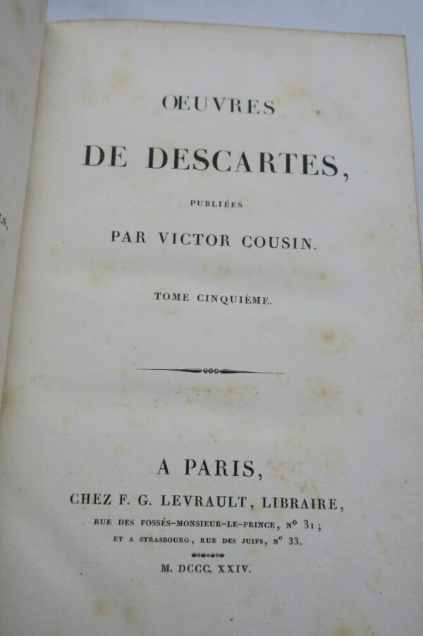 Descartes publiées par Victor Cousin 1824 – Image 12