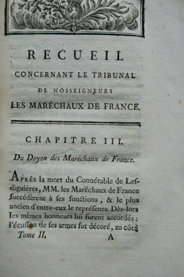 Droit Recueil concernant le tribunal de nos seigneurs les maréchaux 1784 – Image 7