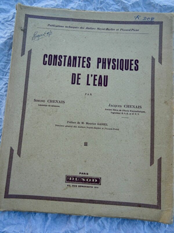 EAU constantes physiques de l'eau 1939 – Image 3