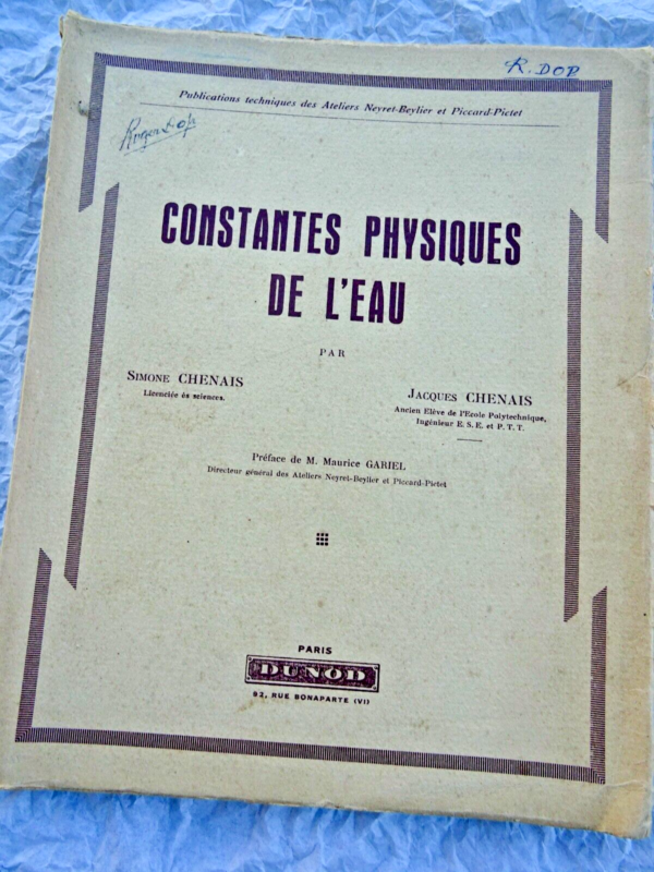 EAU constantes physiques de l'eau 1939 – Image 3