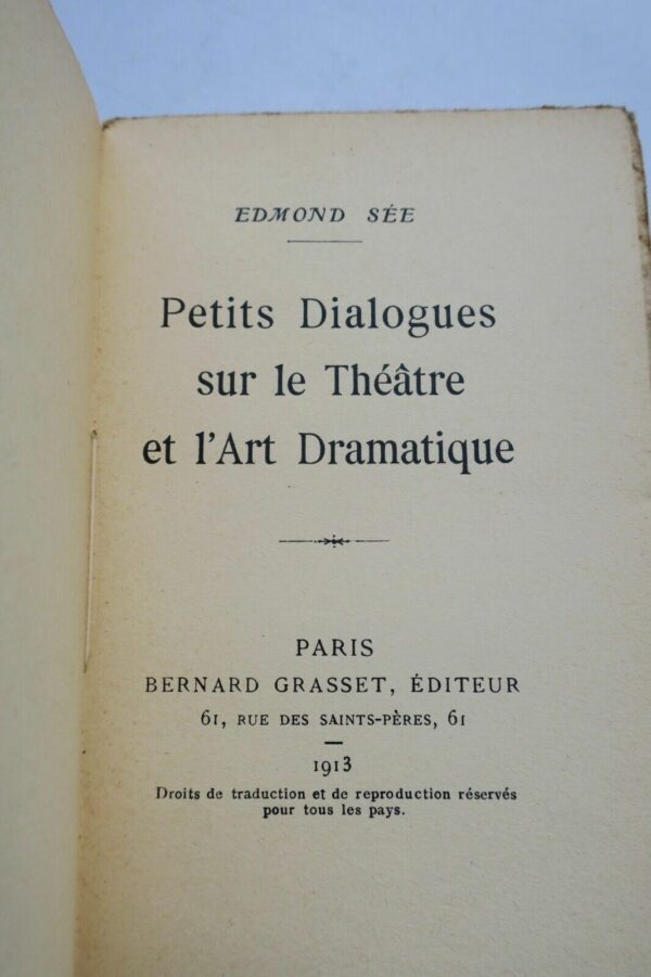 Edmond Sée petits dialogues sur le théatre et l'art dramatique + dédicace – Image 4