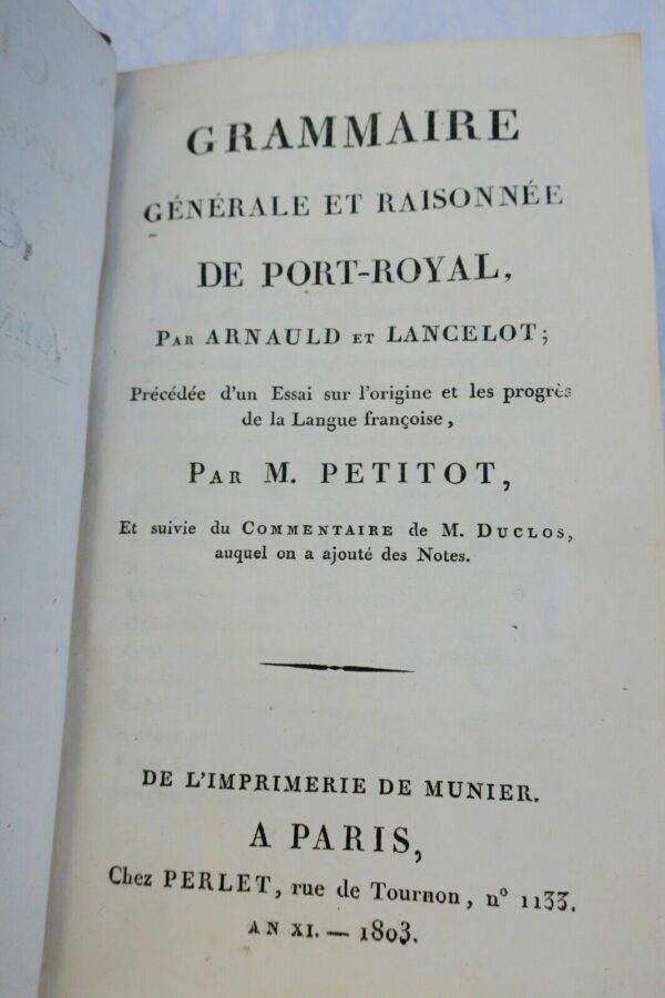 Grammaire générale et raisonnée de Port-Royal. 1803 – Image 9