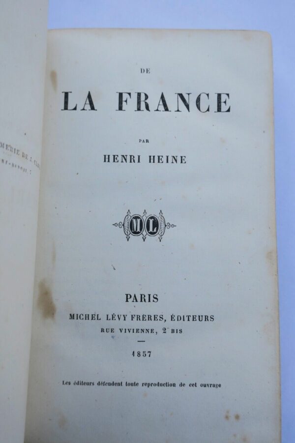 HEINE, Henri DE LA FRANCE 1857 – Image 4