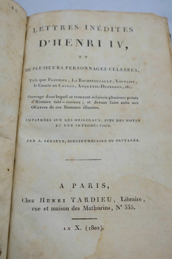 HENRI IV Lettres inédites d'Henri IV, et de plusieurs personnages célèbres 1802 – Image 9