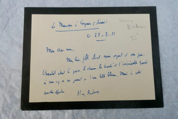 Henri BORDEAUX carte manuscrite autographe