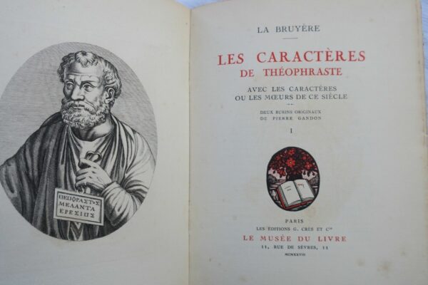 LA BRUYERE  LES CARACTÈRES de Théophraste avec les caractères 1928