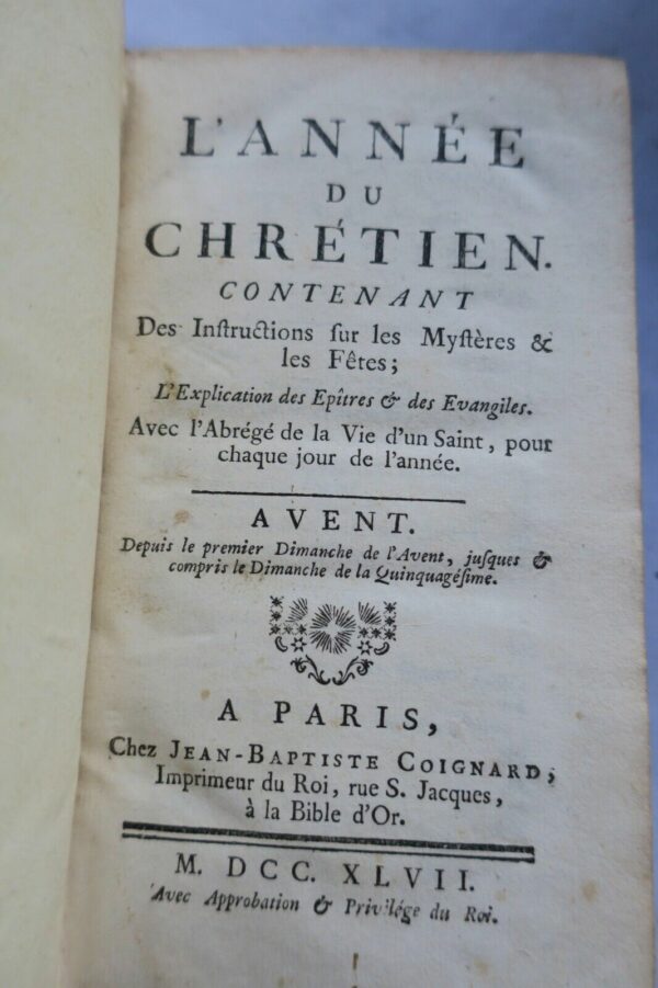 L'Année Chrétienne contenant les instructions sur les mystères et les fêtes 1747 – Image 16