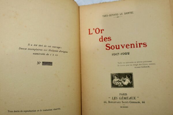 LE DANTEC  L'or des souvenirs 1917-1922 + dédicace – Image 8