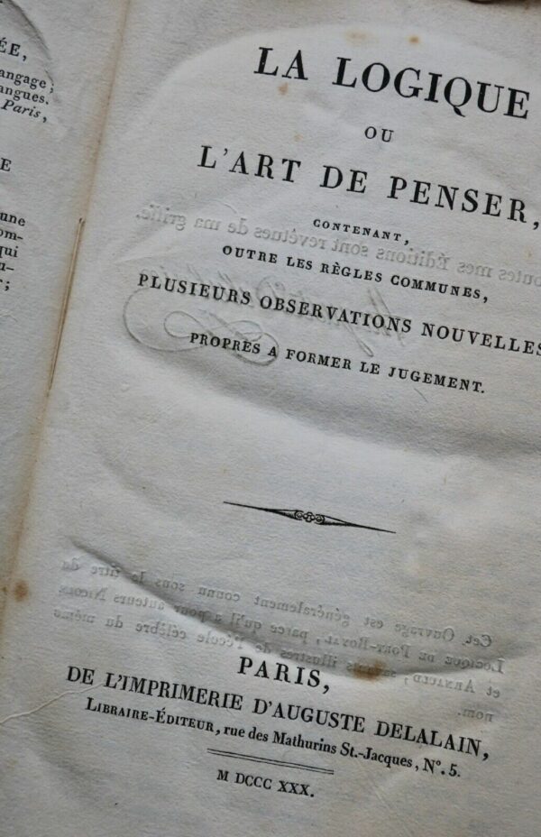 LOGIQUE OU L'ART DE PENSER, CONTENANT OUTRE LES REGLES COMMUNES 1830 – Image 3