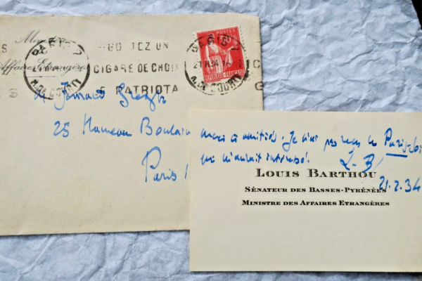 LOUIS BARTHOU 4 billets autographes manuscrits – Image 3