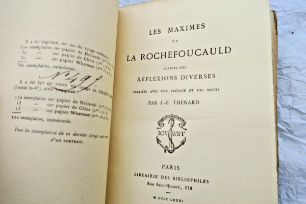 La Rochefoucauld Les Maximes de La Rochefoucauld 1881