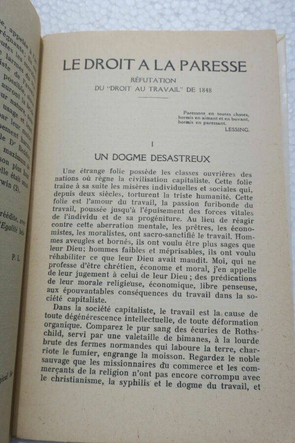 Lafargue Paul Le droit à la paresse Réfutation du droit au travail de 1848 – Image 6