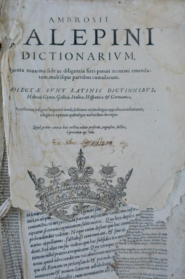 Latin dictionnaire Ambrosii Calepini dictionarium  XVII ème