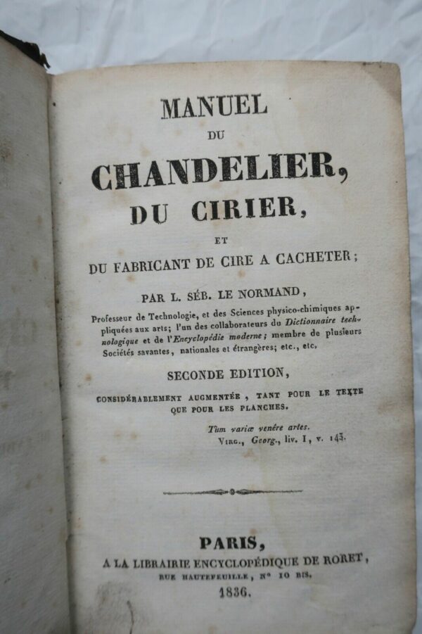 MANUEL DU CHANDELIER DU CIRIER ET DU FABRICANT DE CIRE A CACHETER 1836 – Image 4