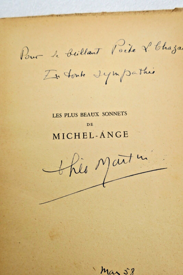 MICHEL-ANGE LES PLUS BEAUX SONNETS DE MICHEL-ANGE TRADUITS PAR THEO MARTIN