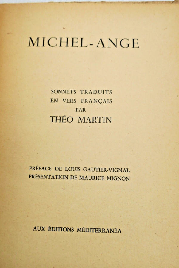 MICHEL-ANGE LES PLUS BEAUX SONNETS DE MICHEL-ANGE TRADUITS PAR THEO MARTIN – Image 9