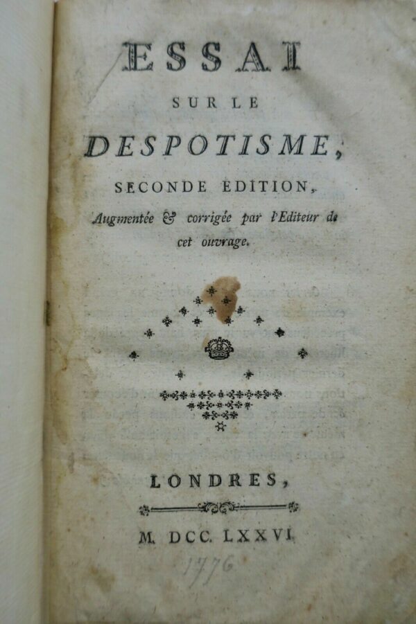 MIRABEAU  Essai sur le despotisme 1776 – Image 7