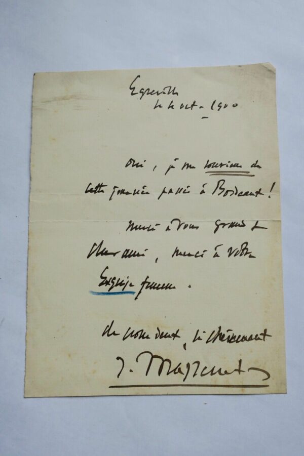 Massenet 2 billets autographes manuscrits & signés – Image 3