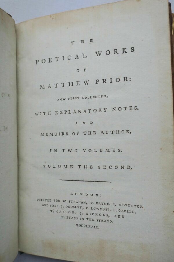 Matthew Prior, Esq The Poetical Works of Matthew Prior  1779 – Image 6