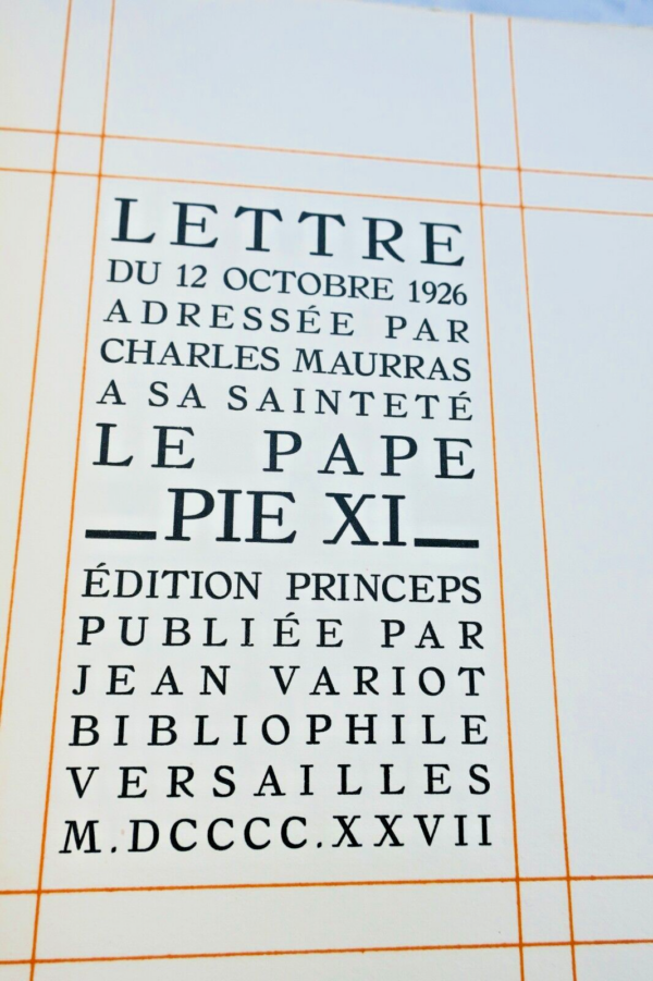 Maurras, Charles Lettre de Charles Maurras à Sa Sainteté Le Pape Pie XI