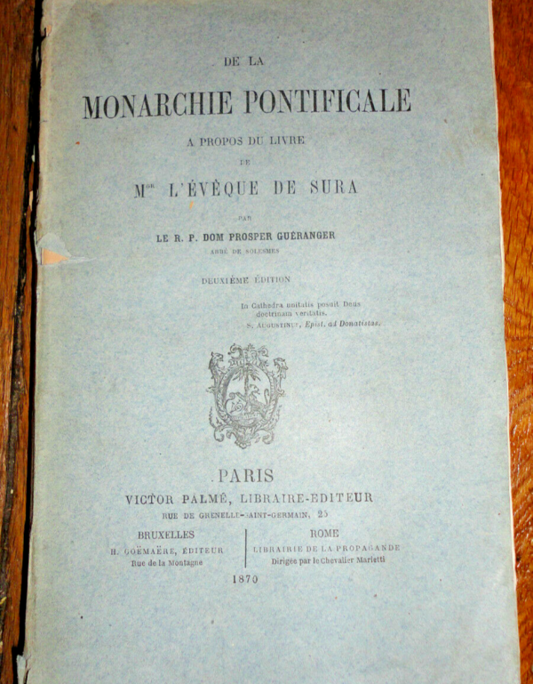 Monarchie pontificale a propos du livre de Mseigneur l'évèque de Sura 1870