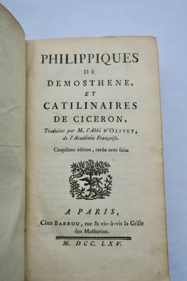 PHILIPPIQUES DE DEMOSTHENE et CATILINAIRES DE CICERON 1765 – Image 6