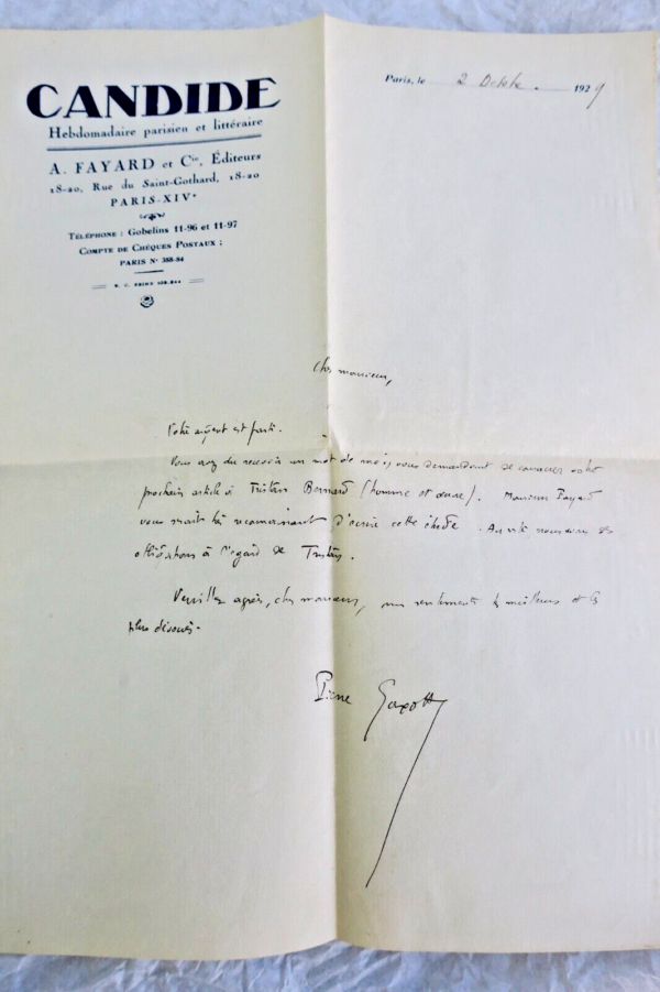 Pierre Gaxotte lettre autographe signée – Image 3