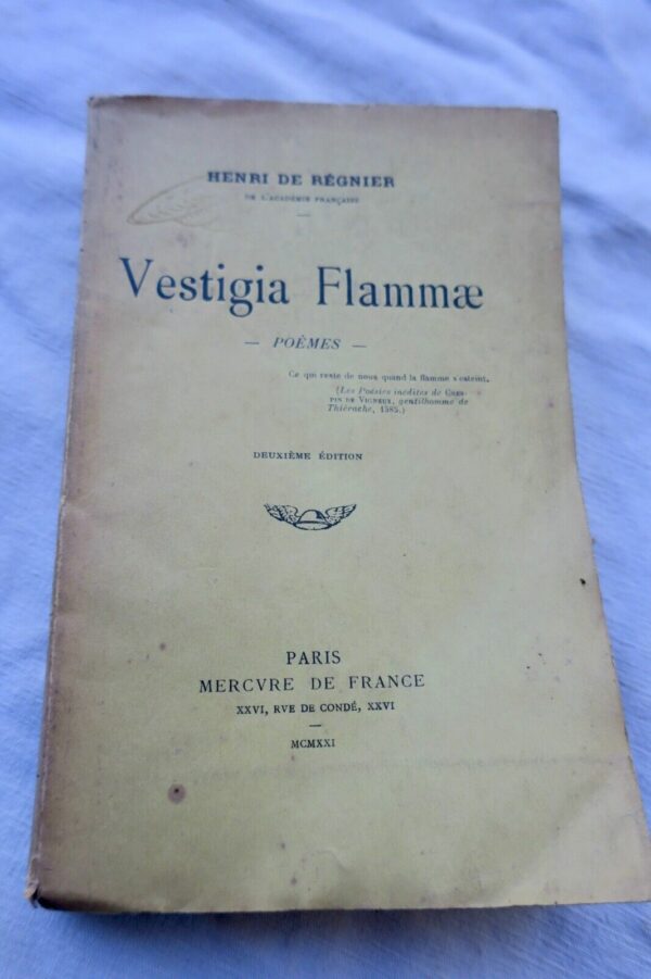 Règnier Vestigia Flammae 1921 + dédicace – Image 3