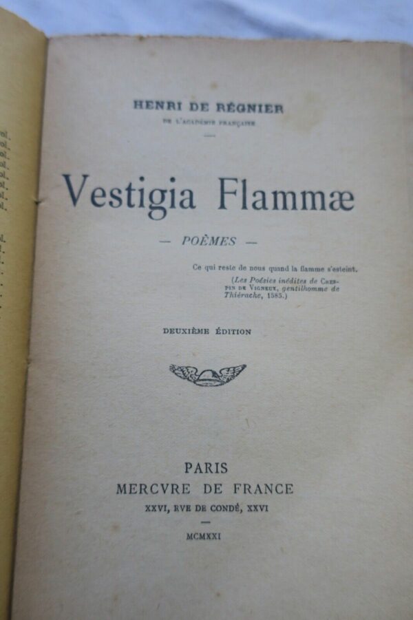 Règnier Vestigia Flammae 1921 + dédicace – Image 5