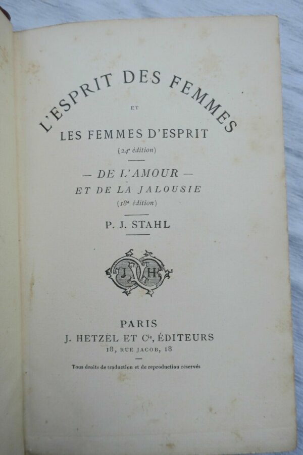 STAHL  L'ESPRIT DES FEMMES ET LES FEMMES D'ESPRIT, DE L'AMOUR ET DE LA JALOUSIE – Image 6