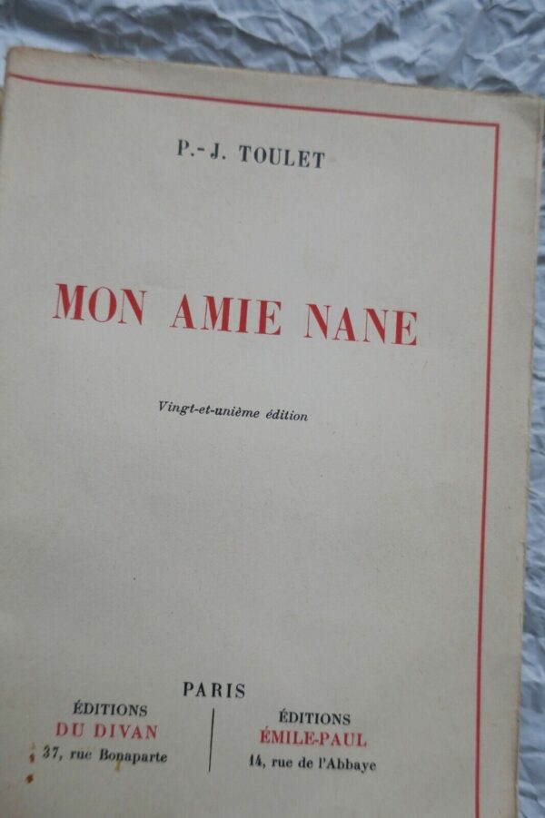 TOULET Mon amie Nane 1930