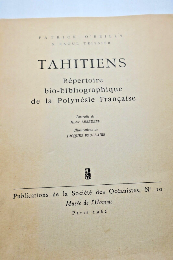 Tahiti  LEBEDEFF Tahitiens. Répertoire bio-bibliographique de la polynésie – Image 3