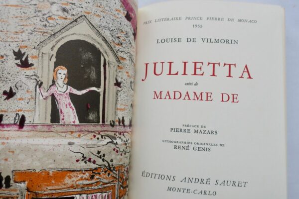 VILMORIN (Louise de) Julietta, suivi de Madame de