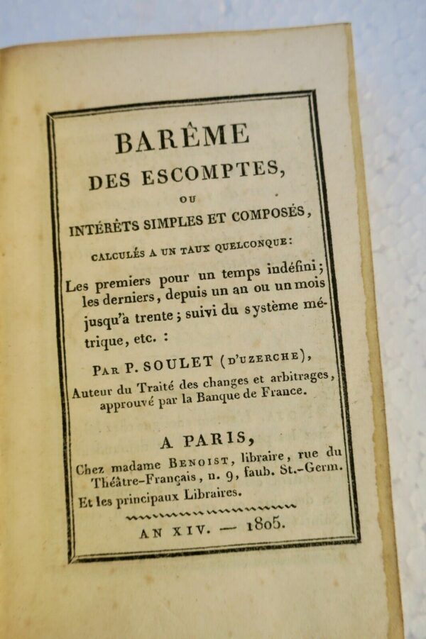 barême des escomptes ou intérêts simple et composés 1805 – Image 3