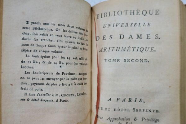 bibliothèque universelle des dames arithmétique 1789 – Image 3