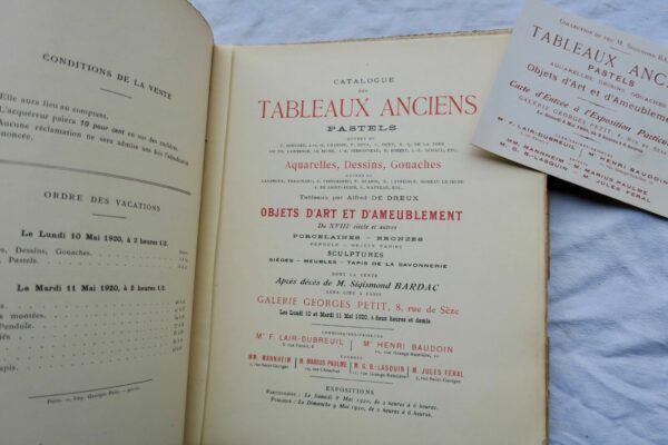 collection Sigismond Bardac Catalogue des Tableaux anciens, Pastels 1920