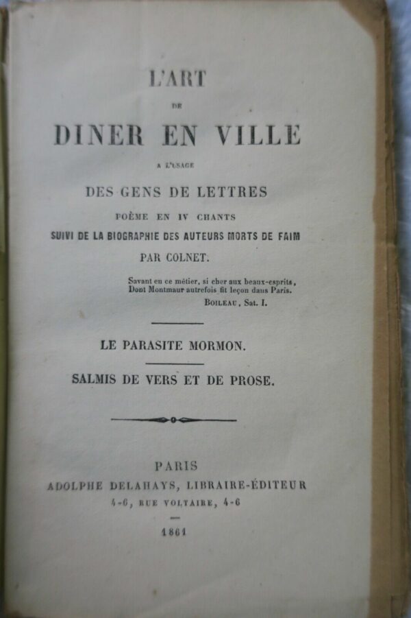 dîner L'art de diner en ville à l'usage des gens de Lettres... 1861 – Image 6