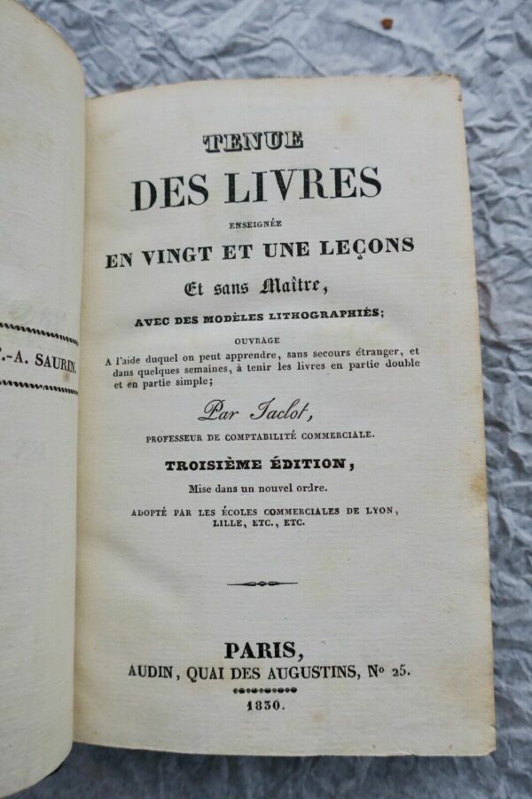 tenue des livres enseignée en vingt et une leçons et sans maître 1830 – Image 3